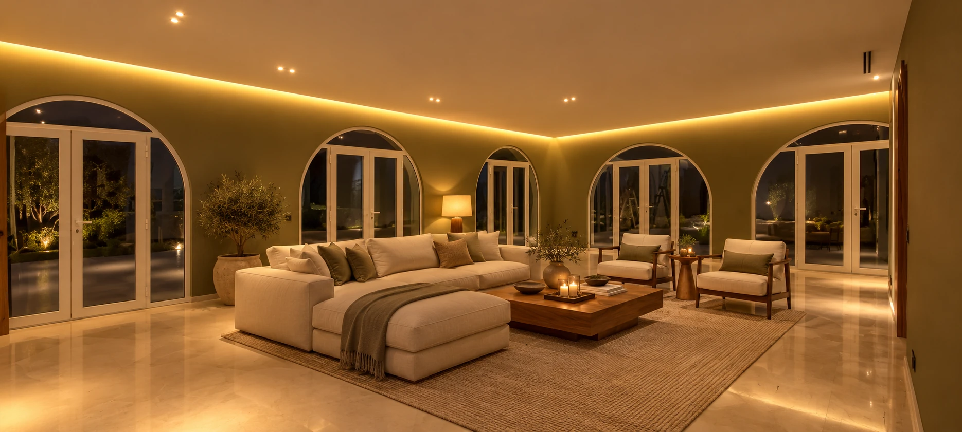 Trabajo de iluminación interior con foseados y luz perimetral